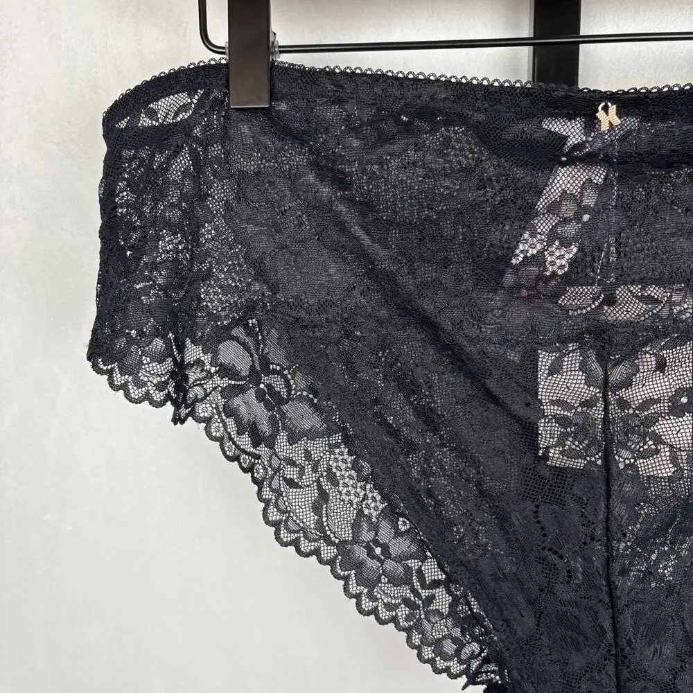 NEW Savage X Fenty Women’s Panties Size 2X Floral Lace Cheeky Black Hipster